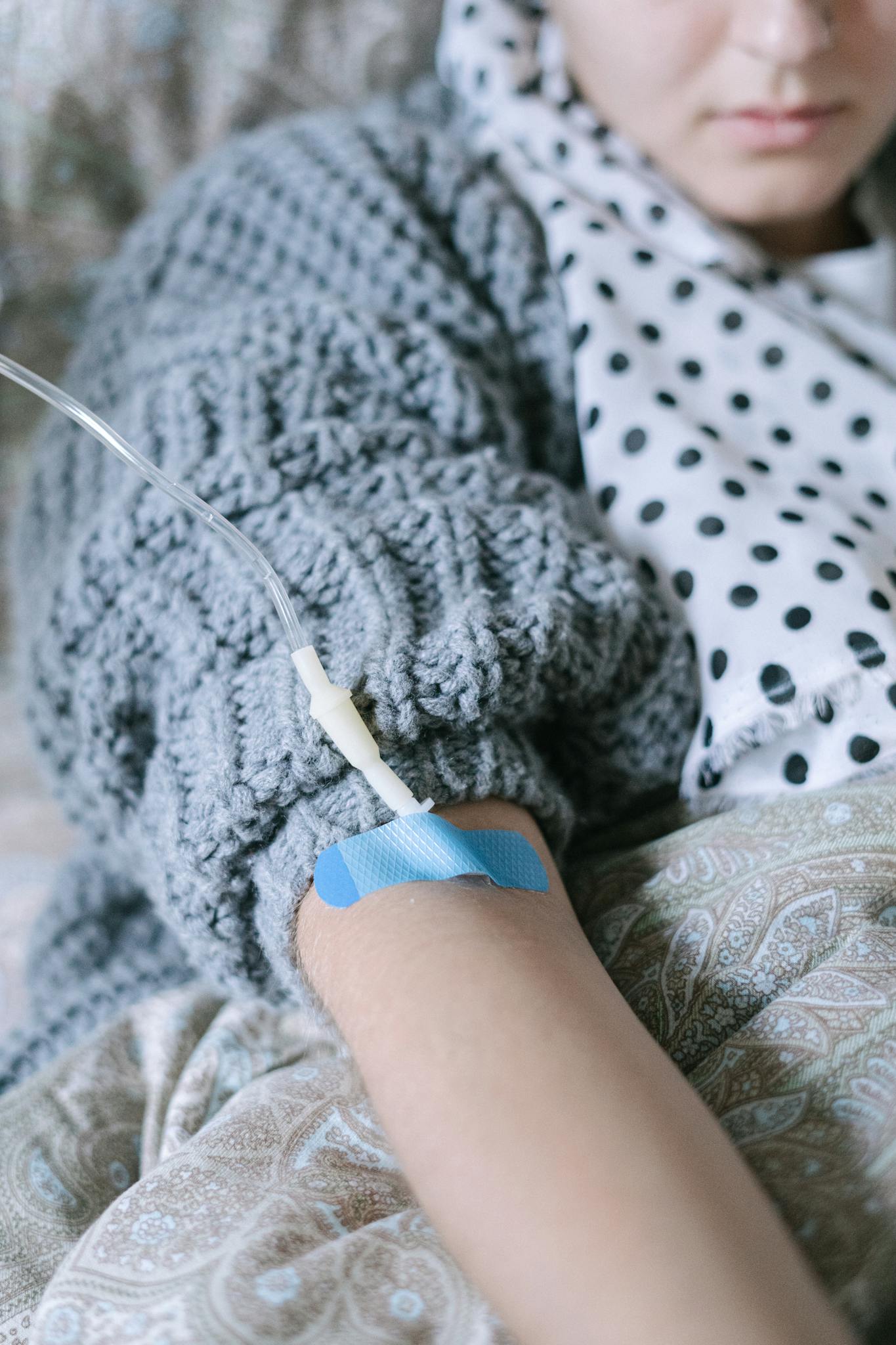 Portrait Of A Woman Receiving Chemotherapy Treatment
